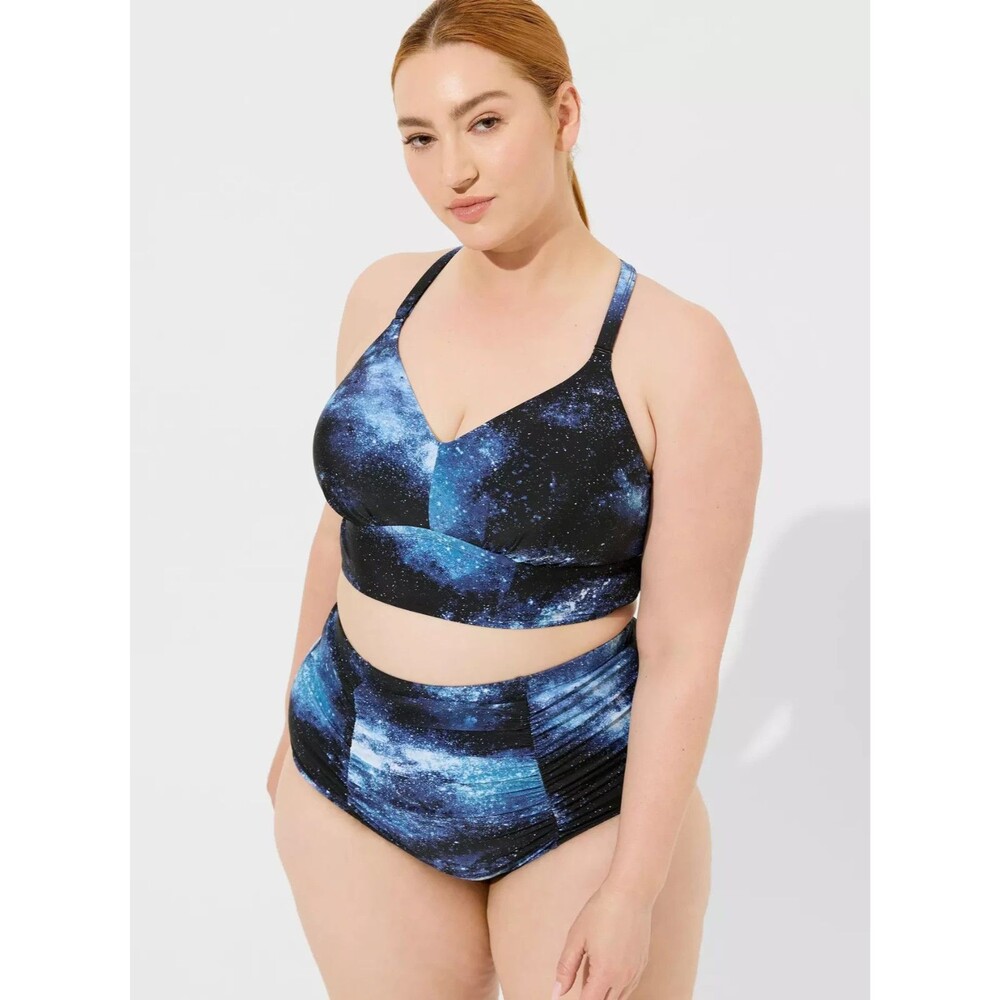 Torrid Matching 2-Piece Bikini 6X D/DD Galaxy Celestial Ruched Swim Bottom Beach